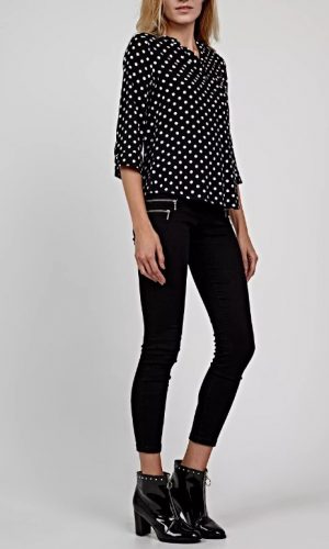 Блуза з віскози з принтом горох