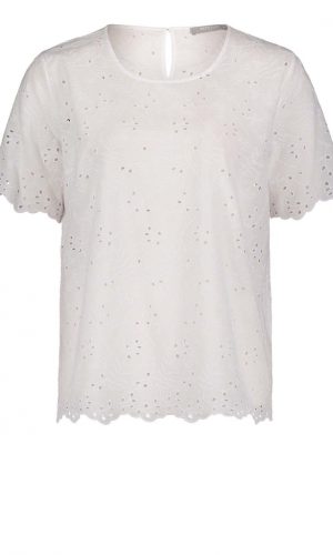 Перфорована біла блузка 