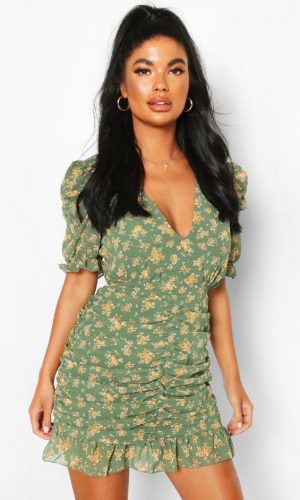 Зелена сукня з квітковим принтом 