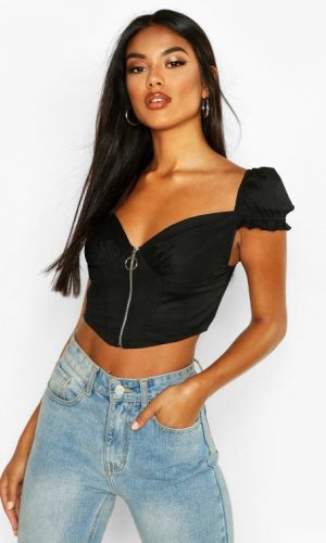 Топ укорочений з блискавкою з переду 