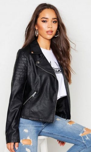Байкерська куртка зі штучної шкіри 