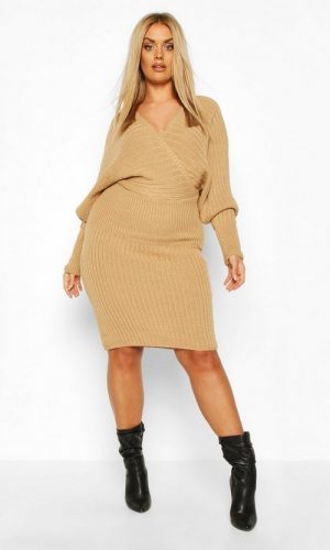 Трикотажна міді сукня на запах 