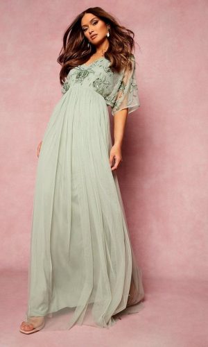 Довга вечірня сукня з рукавами кімоно