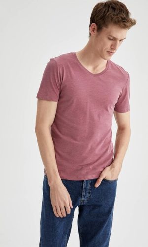 Чоловіча рожева футболка з бавовниDefacto