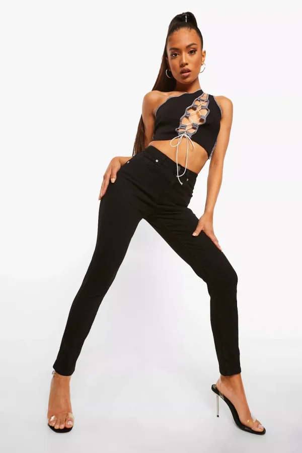 Джинси вузькі з високою талією BOOHOO
